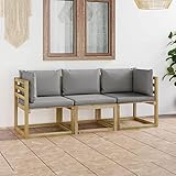 ZEYUAN 3-Sitzer-Gartensofa mit Grauen Kissen, Balkon Möbel, Balkonmöbel, Gartenlounge, Sonneninsel, Garten Möbel, Gartenlounge, Loungemöbel, Outdoor Lounge,