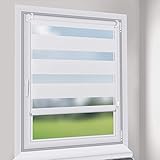 Sekey Doppelrollo - Duo Rollo Klemmfix ohne Bohren - 65cm x 130cm - Duo Rollos für Fenster und Tür - Sonnenschutz - Weiß