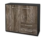 Lqliving Sideboard - Beistellschrank -, Korpus: anthrazit matt, Front: Holz-Design Treibholz (92x79x35cm), inkl. Metall Griffen, Made in Germany