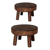 Daweglop 2 Stück Mini Blumenständer für aus , Bonsai-Ständer für Pflanzen Topf, Halterung für Pflanzentopf, Garten, Holzmaserung, Vintage