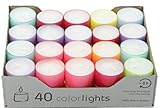 Wenzel-Kerzen Summer Edition Colorlights Teelichte mit Langer Brenndauer, 100% Paraffin, Bunt, Höhe 24 mm Durchmesser 38 mm, 20