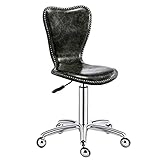 Hocker, Drehstuhl für Schönheitssalon, Make-up, verstellbar, 42–56 cm, Retro, mit PU-Rückenlehne, Stuhloberfläche und Metallnietenumrandung (Farbe: Blau) (Grün)