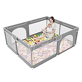 Zehnhase Baby Laufstall,Kinderbett,Laufgitter mit faltbarer Spielmatte,Indoor-Spielplatz, Sicherheitsspielplatz, Krabbelgitter Schutzgitter mit atmungsaktivem Netz （180x150cm）