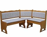 k koma Polster Eckbank Kiefer Holz, Alder Farbe mit Polsterung MASSIVHOLZ - NEU ÖKOLEDER BEIGE (120 x 200)