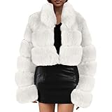 PANGHUBO Ultraleicht Mantel Damen Damen Wintermantel Jacke Jacken Langarm Lässig Kurz Warm Faux Mäntel Heine Mantel Damen (White, M)