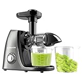 AUMATE Slow Juicer Entsafter, Gemüse und Obst Testsieger Profi Entsafter, Kaltpress-mit Ruhiger Motor, Umkehrfunktion, Reinigungsbürste, Material der Saftmaschine-BPA Frei (150 Watt/Grau)