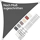 Sonnensegel Dreieckig Wasserdicht im Viele Größe und Farben, mit Befestigungs Kit PES Polyester, Sonnenschutz 95% UV Schutz, Reißfest Wetterfest für Terrasse Garten- Anthrazit, 1.6x1.6x2.3m