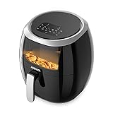 Heißluftfritteuse, Heissluftfritteuse onhe Öl 8L 1800W, Air Fryer mit Sichtfenster, Einstellbare Temperaturregelung, Digitalem LED-Touchscreen, 8 Programmen, Rezepte& Einfache Reinigung-Acekool FT2