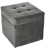 postergaleria Polsterhocker, 45x45 cm, Farbe Silber – weicher Sitz, aufklappbar mit Stauraum (50l) hält Einer Belastung von bis zu 100 kg Stand, Velours – Hocker für Wohnzimmer, Schlafzimmer, Diele