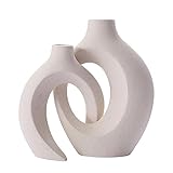 Boho Deko Vase Inneneinrichtung,Ästhetik Blumenvase Weiß Elegant,Matt Pampasgras Vase Deko für Die Dekoration Von Zuhause,Wohnzimmer und Schlafzimmer