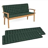 HAVE A SEAT Living - Gartenbank Auflage mit Rückenteil, Bequemes Sitzbank Polster Set - Orthopädisches Bank Sitzkissen, Waschbar bis 95°C, Made in Germany (Moosgrün, 160x48 cm - 2X)