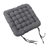 PIPOEI Stuhlkissen 40x40 mit Bändern 4er Set, Eckig Sitzkissen Sitzauflage Gepolstert, Sitzpolster Aus PP Baumwolle für Zuhause Büro Küche Esszimmer Grey,40 x 40cm