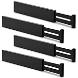 Utoplike Schubladentrenner Verstellbar Bambus (42,7-55,4 cm), Schubladenorganizer Küche, gefedert, Küche, Kommode, Badezimmer, Schlafzimmer, Babyschublade, Schreibtisch (4er-Pack) Ordnungssystem