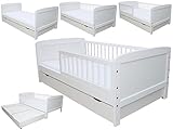 Kinderbett Juniorbett 160x70cm mit Matratze und Schublade Weiss