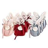 9 x Osterhasen-Geschenktüten, Samt-Hasen-Süßigkeitenbeutel mit Kordelzug, Oster-Süßigkeiten-Geschenktüten für Kinder, Ostereier, Snack-Tüten, Mehrfarbig, 3.3x3.9inches