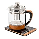 Wasserkocher Teekocher Glas-Wasserkocher Teemaschine Teebereiter 1.8L 2 in 1 mit Temperaturwahl 800 Watt Sensor-Touch-Bedienfeld