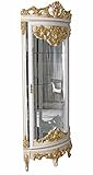 Barock Vitrine Antik Eckvitrine Weiss Gold Eckschrank Eckregal Rokoko Vitrinenschrank bar044 Palazzo Exklusiv