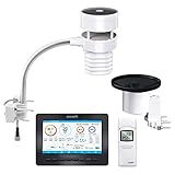 ECOWITT Wi-Fi Wetterstation, 7 in 1 Funk-Wetterstation mit Ultraschall-Anemometer, mit großem Farbdisplay, mit Regensensor für Hausgarten HP2553