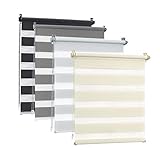 EUGAD Doppelrollo klemmfix ohne Bohren 60x150cm Dunkelgrau Duo Rollo Klemmrollo Seitenzugrollo Easyfix mit gleichfarbiger Zubehör, Zebrarollo lichtdurchlässig & verdunkelnd, Rollo für Fenster und Tür