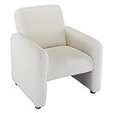 chairus Einzelsofa Sessel aus Kunstfell Modern Polsterstuhl Longuesessel für Wohnzimmer Schlafzimmer (Weiß)