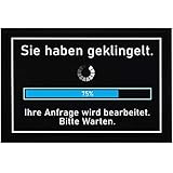 MoonWorks® Fußmatte mit Spruch lustig Sie haben geklingelt Ihre Anfrage Wird bearbeitet Loading rutschfest & waschbar schwarz 60x40cm