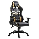 YUMENG Gaming-Stuhl, Bürostuhl, Gaming Chair, Gaming Sessel, Schreibtisch Stuhl, Drehsessel, Golden Kunstleder