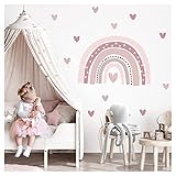 Little Deco Wandtattoo Regenbogen mit Herzchen Wandsticker Kinderzimmer Wandaufkleber Babyzimmer Mädchen Deko DL934-4