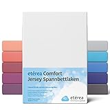 etérea Comfort Jersey Spannbettlaken 180x200-200x200 cm - 100% Baumwolle Boxspring Spannbetttuch Bettlaken bis 25 cm Matratze - Weiß