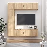 Tidyard 7-TLG. Wohnwand Komplett Mediawand Modern Anbauwand Schrankwand TV Wand TV Schrank Set Holzwerkstoff Sonoma-Eiche