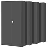 4er Set Aktenschrank C001H Büroschrank Metallschrank Stahlschrank Werkzeugschrank Stahlblech Pulverbeschichtet Flügeltürschrank Abschließbar 195 cm x 90 cm x 40 cm (anthrazit/anthrazit)