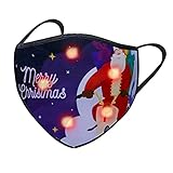 Alueeu LED Mundschutz Weihnachten Erwachsene Stoff: Halstuch mit LED-Licht 3D Druck Bandana Maske Multifunktionstuch mit Motiv Mehrweg Atmungsaktiv Mund und Nasenschutz Damen Herren