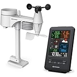 Bresser Wetterstation Funk mit Außensensor Wetter Center 5-in-1 Beaufort mit großem Farbdisplay, Sensor für Temperatur, Luftfeuchtigkeit, Luftdruck, Windgeschwindigkeit, Windrichtung und Regenmesser