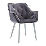 Küche Esszimmermöbel Stühle Samt Esszimmerstuhl Wohnzimmer Schlafzimmer Küchensessel Samtkissen Sitz Rückenlehne Stuhl (Farbe: Grau, Größe: Weiße Füße)
