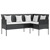 vidaXL Sofa in L-Form mit Kissen Gartensofa Lounge Gartenmöbel Sitzgruppe Couch Sofagarnitur Sitzgarnitur Terrassenmöbel Poly Rattan Schwarz