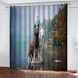 Gardinen DunkelgrüNer Golden Retriever Muster VorhäNge WäRmeisolierend Thermo VerdunklungsvorhäNge mit öSen Vorhang Blickdicht füR Wohnzimmer KüChe Schlafzimmer Home Deko H138xB117cm 2er Set