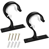 2Stück Gardinenstangenhalter, Metall Vorhangstangen Halterung, Premium Curtain Rod Brackets Set mit Dübelschrauben, Wohnaccessoires für Gardinen, Kleiderstange, Duschstange＆Deckenbefestigung (Schwarz)