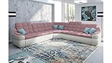 Stylefy Ecksofa Alisa, L-Form Couch - Eckcouch (HxBxL): 100x297x297 cm - Polsterecke Velours SORO Kunstleder Cayenne Pastellrosa Weiß