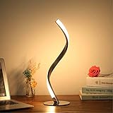 LANMOU LED Spiral Tischlampe Dimmbar Moderne Tischleuchte mit Touch Schalter, 6W Schlafzimmer Nachttischlampe Mit 1.5M Kabel, 3 Farb Nachtlicht für Wohnzimmer Büro Dekoration, Chrom