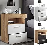 VCM Nachtschrank Beistelltisch Schublade Konsole Boxspring Nachttisch Slepal L Weiß