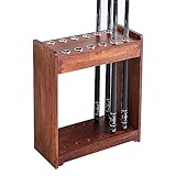 JYHHCYS Sport & Freizeit/Billard/Queueständer Bodenständer Billard-Pool-Queue-Racks Aus Massivem Holz, 12-Loch-Pool-Stickhalter, Billardtisch-Zubehör, Game Room Club/Männerhöhle (Color : Brown)