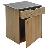 Kommode HWC-L76, Nachttisch Beistelltisch, Industrial Holz MVG-Zertifiziert 60x50x40cm, Natur mit Metall-Optik