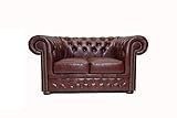 Chesterfield Sofa First Class - The Chesterfield Brand | 2 Sitzer Sofa | 100% Leder, handgefertigt, Original Chesterfield | Breite 150 cm | Cloudy Rot