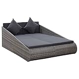 CIADAZ Gartenbett, Liegen, Sonnenliege, Liegeinsel Outdoor, Outdoor Bett, Doppelliege, Gartenliege, Daybed Outdoor, Grau 200 x 139 cm Poly Rattan