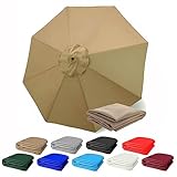 WIEBED Ersatz Baldachin Sonnenschirm Abdeckung, Patio Ersatz Abdeckung 6/8 Rippen, Für Hof/Garten/Strand/Pool Umbrella Canopy Ersatz Tuch (Color : Khaki, Size : 2.7M/8ribs)