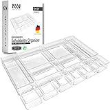 NEAT AND NICE *NEU - transparent Schubladen Organizer inkl. Antirutsch-Pads in 4 versch. Größen insgesamt 12 Teile | Schubladen Ordnungssystem für Büro Bad Küche | Make Up Organizer für Schminktisch