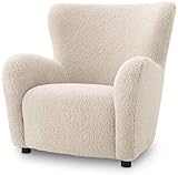 Casa Padrino Luxus Sessel Cremefarben/Schwarz 92 x 80 x H. 97 cm - Wohnzimmer Sessel - Luxus Wohnzimmer Möbel