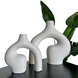 Black Sweden Home® Nordische Vasen Set - 2 Stück - Ästhetische Deko - Keramik, Blumenvase, Beige - Für Pampasgras & Trockengesteck - Modernes Design