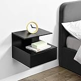 [en.casa] Wandschrank mit Schublade 40x35x31cm Wandnachttisch Nachttisch Hängeschrank Wandregal Ablage Schweberegal Schwarz