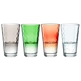 Leonardo Optic Trink-Gläser XL 4er Set, spülmaschinenfeste Longdrink-Gläser, bunte Trink-Becher aus Glas, farbiges Getränke-Set, 4 Stück, 540 ml 023486