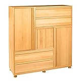 BioKinder Komplett-Set Laura Regalwand Raumteiler 120 x 126 x 40 cm mit Tür aus Massivholz Erle